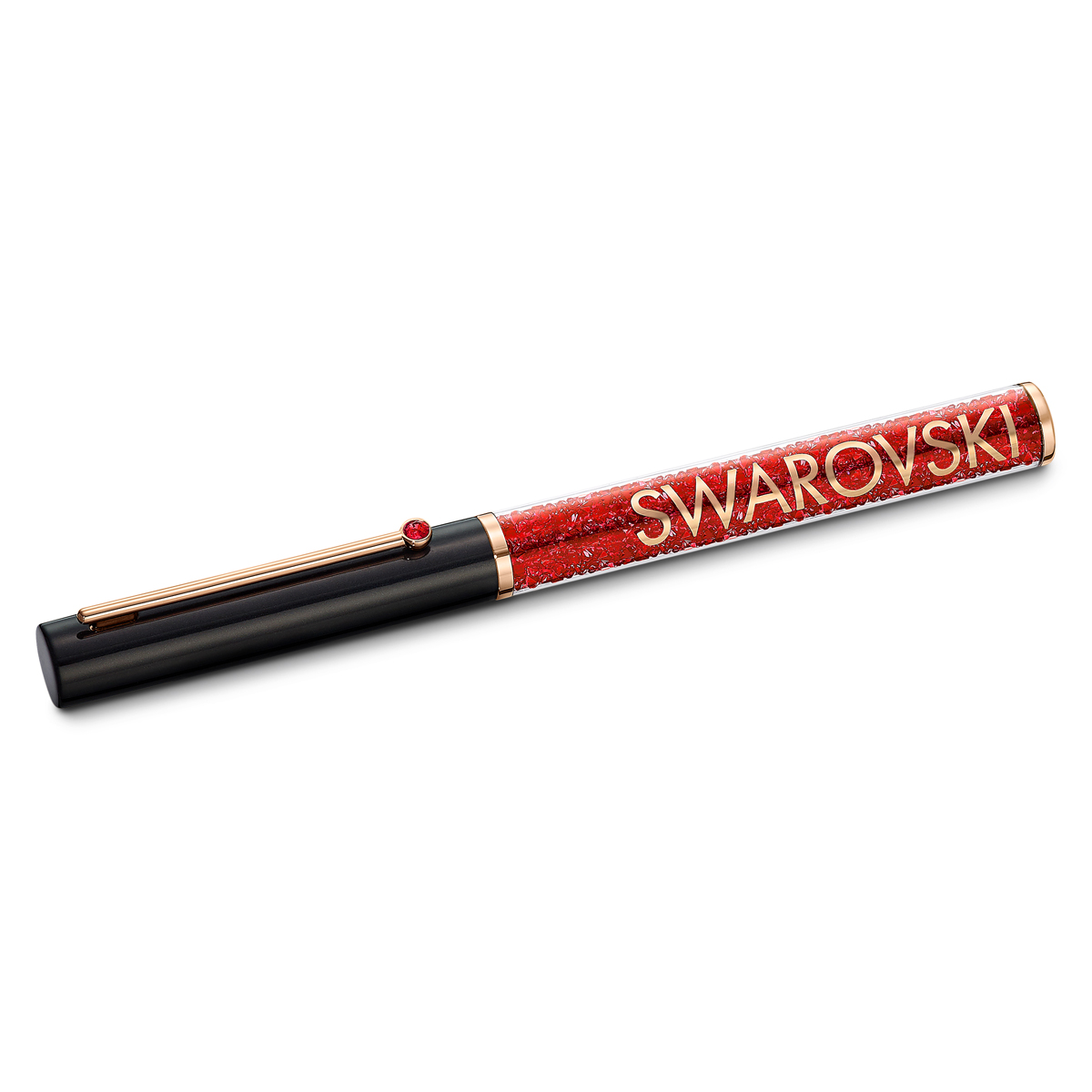 Swarovski Crystalline Gloss Ballpoint Pen, Black And Red, Rose Gold Tone Plated
